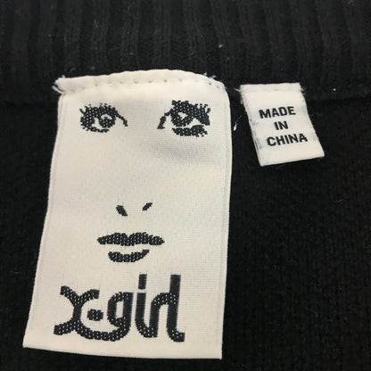 X-girl | エックスガール FACE JACQUARD KNIT TOP フェイス ジャガードニットトップ ニット 105233015004 ブラック【倉吉店】