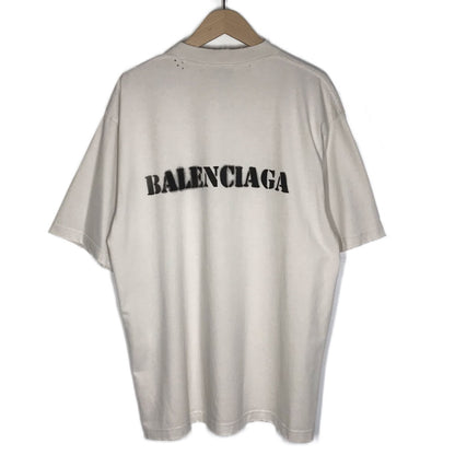 BALENCIAGA | バレンシアガ 24SS STENCIL TYPE ダメージ加工ロゴプリントTシャツ 半袖Ｔシャツ 764235 TQVA3 ベージュ サイズ：S【倉吉店】
