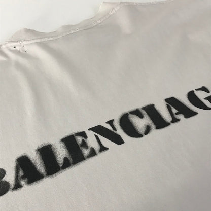 BALENCIAGA | バレンシアガ 24SS STENCIL TYPE ダメージ加工ロゴプリントTシャツ 半袖Ｔシャツ 764235 TQVA3 ベージュ サイズ：S【倉吉店】