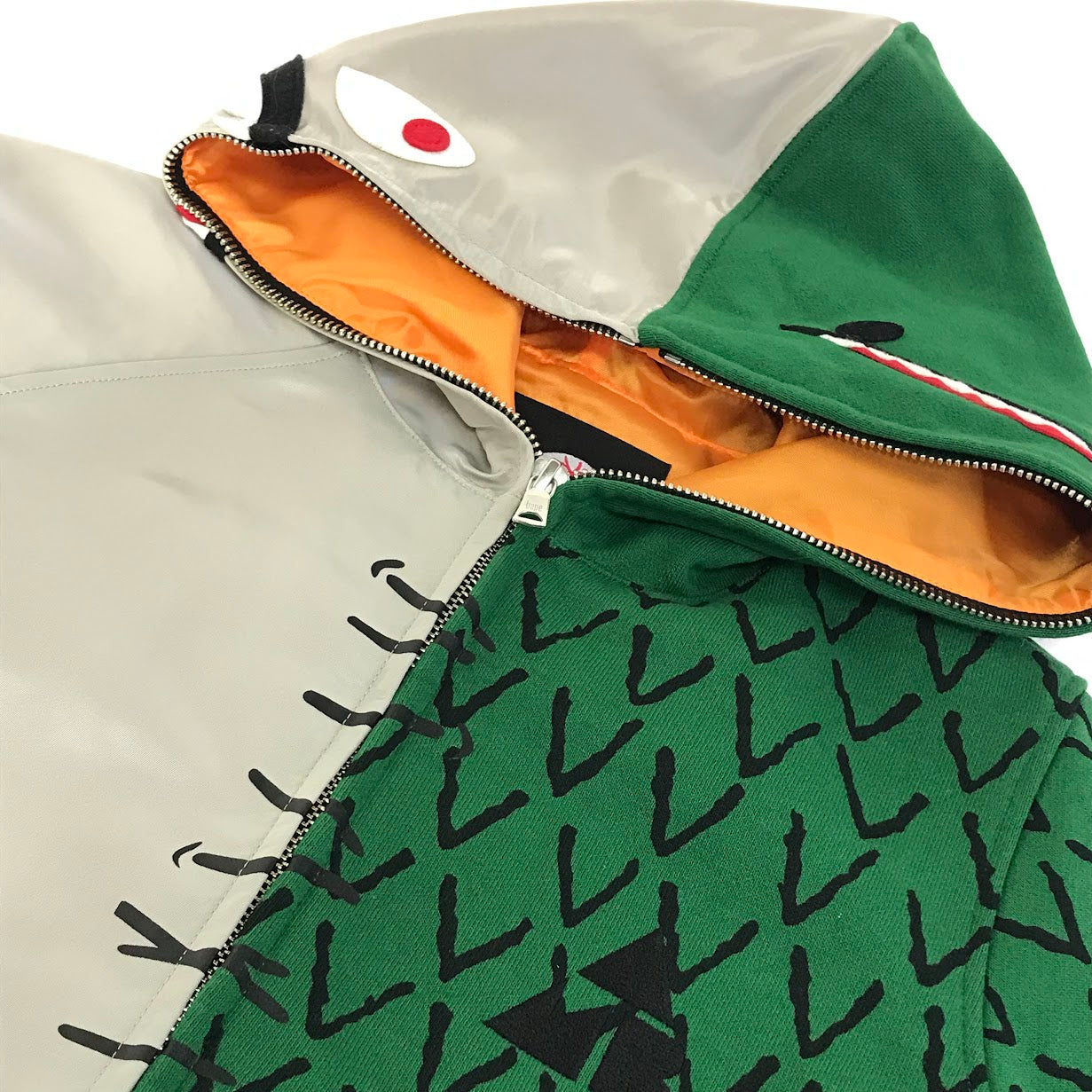 A BATHING APE | アベイシングエイプ × AMBUSH(アンブッシュ) ハーフシャークアリゲーターパーカー パーカー グリーン サイズ：XS【倉吉店】