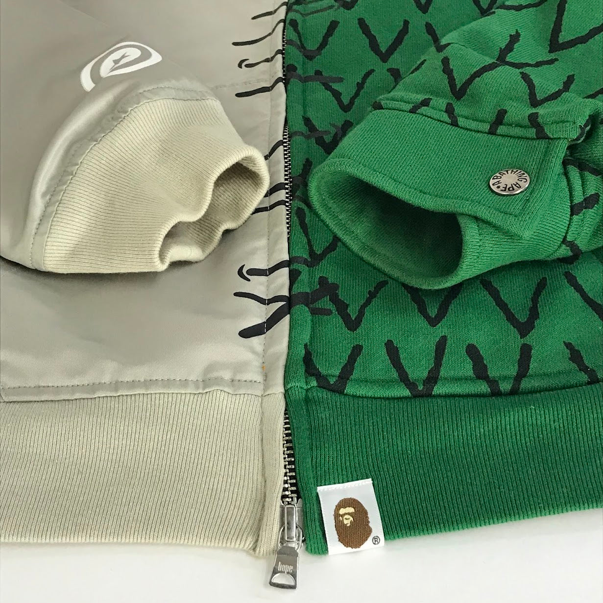 A BATHING APE | アベイシングエイプ × AMBUSH(アンブッシュ) ハーフシャークアリゲーターパーカー パーカー グリーン サイズ：XS【倉吉店】