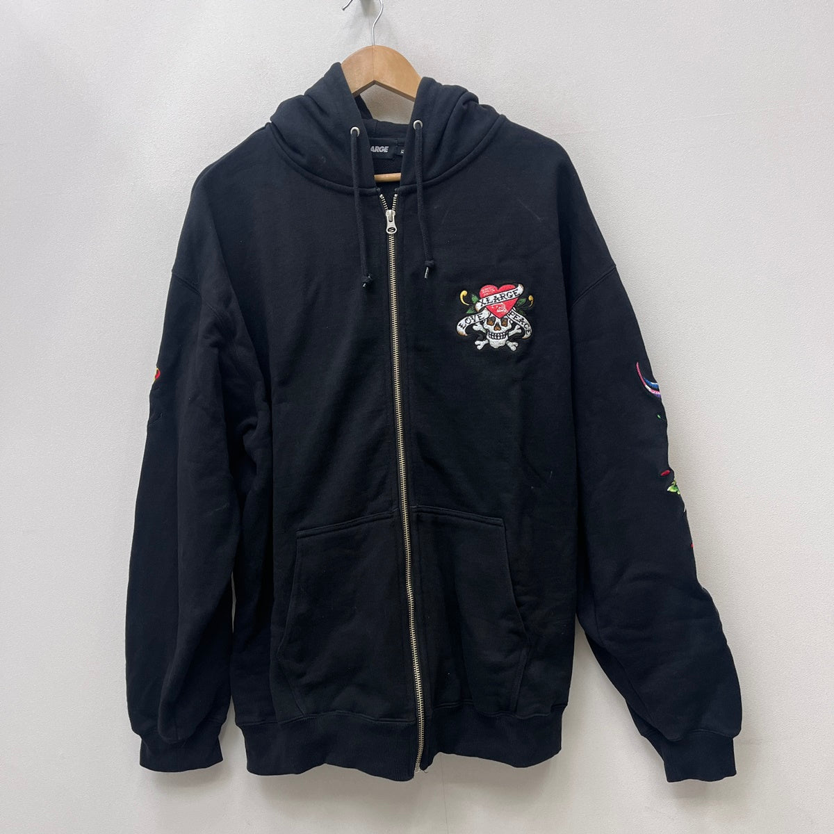 X-LARGE | エクストララージ ×ED HARDY ZIP HOODED SWEAT SHIRT パーカー 101223012030 ブラック サイズ：XL【加古川店】