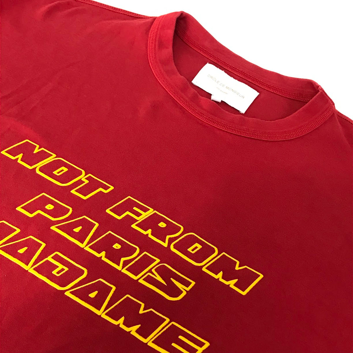 DROLE DE MONSIEUR｜ドロール・ド・ムッシュ SLOGAN NFPM T-SHIRT 半袖Ｔシャツ レッド サイズ：M【倉吉店】
