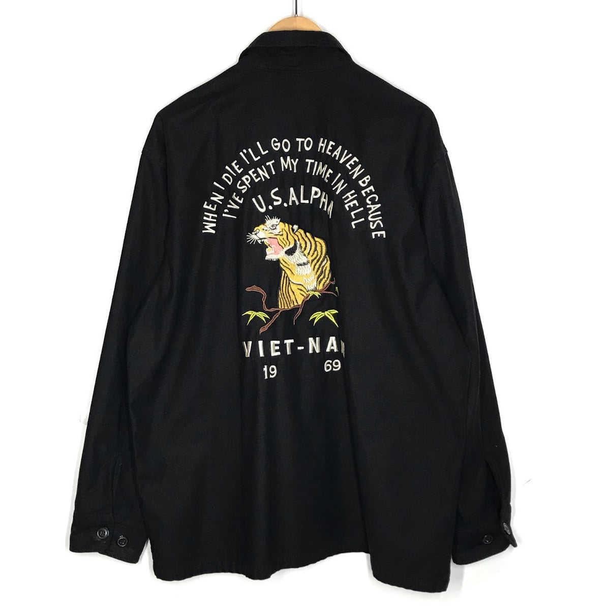 ALPHA | アルファ ミリタリーシャツ スーベニア刺繍 長袖シャツ TS5139-001 ブラック サイズ：XL【倉吉店】