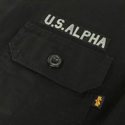 ALPHA | アルファ ミリタリーシャツ スーベニア刺繍 長袖シャツ TS5139-001 ブラック サイズ：XL【倉吉店】
