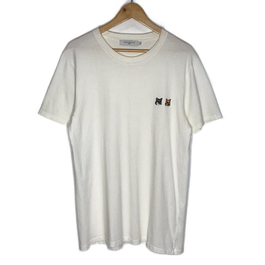 MAISON KITSUNE | メゾンキツネ ダブルフォックスヘッド パッチ クラシック 半袖Ｔシャツ BU00103KJ0008 ホワイト サイズ：L【倉吉店】【代金引換不可・日時指定不可】【ポスト投函】