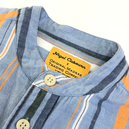 Nigel Cabourn | ナイジェルケーボン ストライプ 長袖シャツ 8049-12-10110 ブルー サイズ：S【倉吉店】