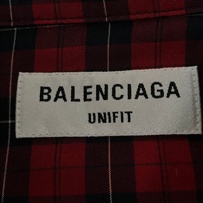 BALENCIAGA | バレンシアガ ロゴ刺繍 チェックシャツ 長袖シャツ 681004 レッド サイズ：XXS【倉吉店】