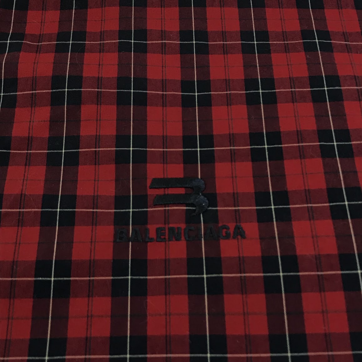 BALENCIAGA | バレンシアガ ロゴ刺繍 チェックシャツ 長袖シャツ 681004 レッド サイズ：XXS【倉吉店】