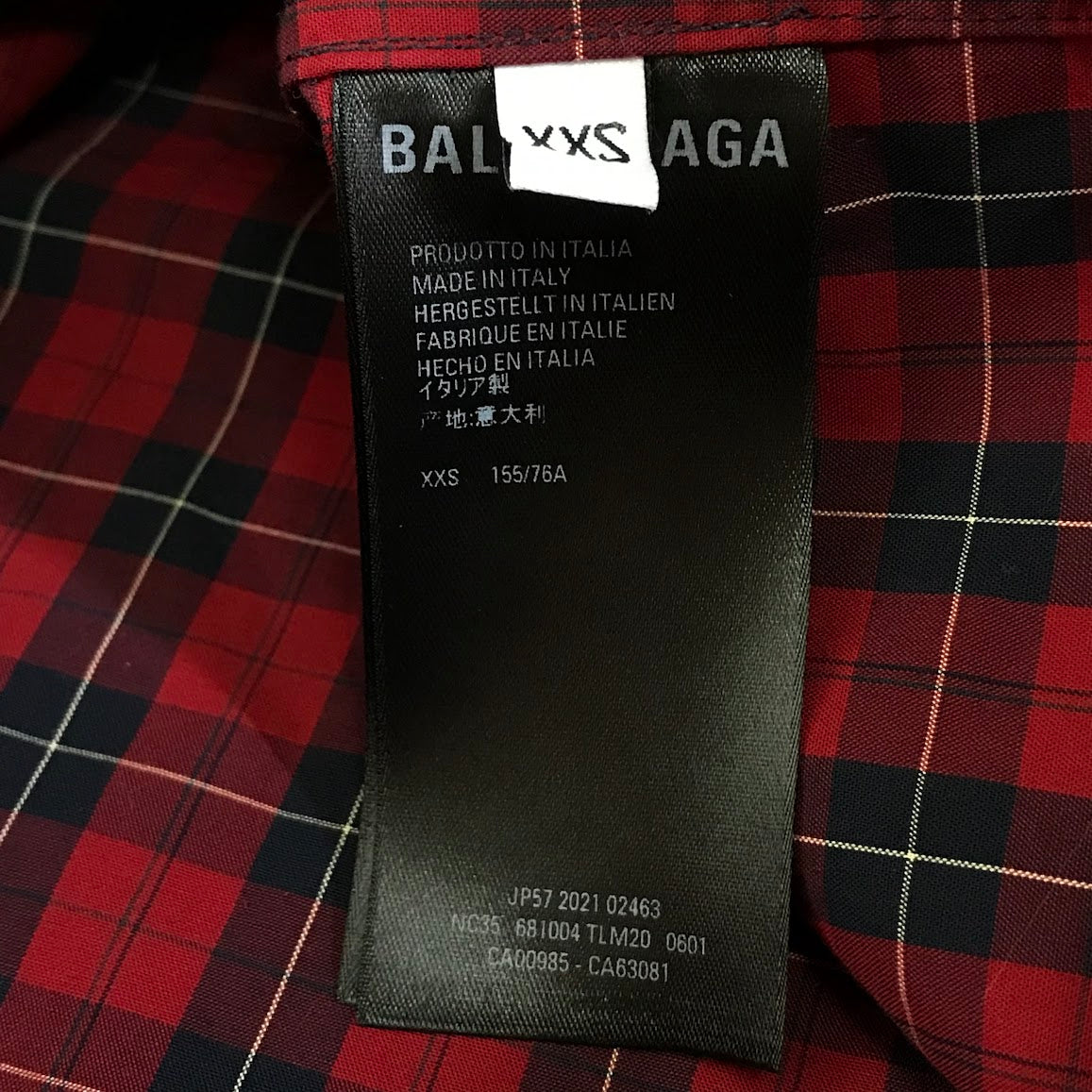 BALENCIAGA | バレンシアガ ロゴ刺繍 チェックシャツ 長袖シャツ 681004 レッド サイズ：XXS【倉吉店】