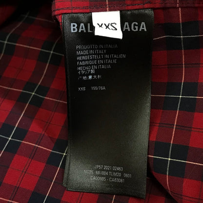 BALENCIAGA | バレンシアガ ロゴ刺繍 チェックシャツ 長袖シャツ 681004 レッド サイズ：XXS【倉吉店】