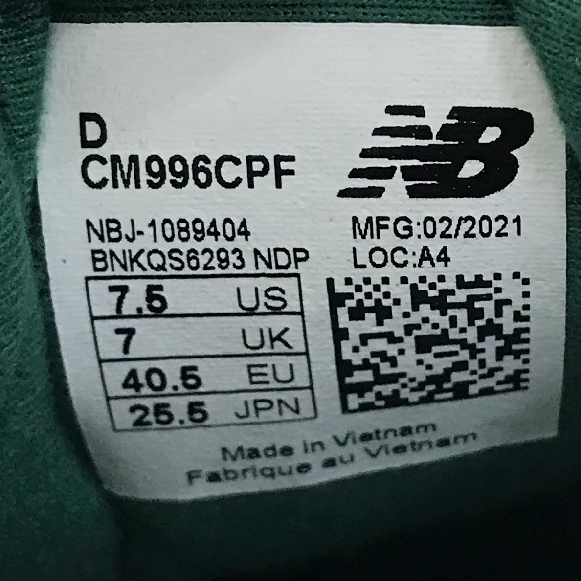 NEW BALANCE | ニューバランス スニーカー CM996CPF グリーン 25.5cm【倉吉店】