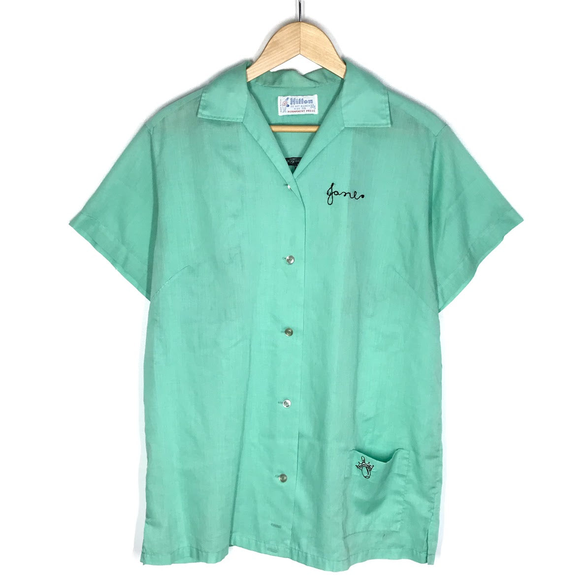 Hilton | ヒルトン 70s ボーリングシャツ 半袖シャツ ライトグリーン サイズ：38【倉吉店】【代金引換不可・日時指定不可】【ポスト投函】