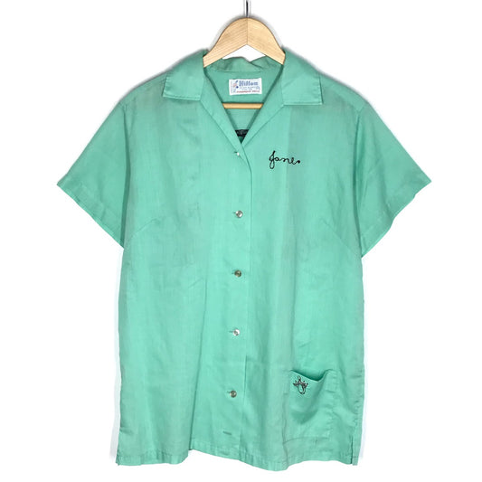 Hilton | ヒルトン 70s ボーリングシャツ 半袖シャツ ライトグリーン サイズ：38【倉吉店】【代金引換不可・日時指定不可】【ポスト投函】