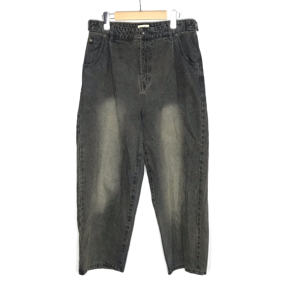 9090｜ナインティナインティ　Heisei Logo Wide Tuck Denim Pants デニムパンツ NN1809 ブラック サイズ：L【倉吉店】