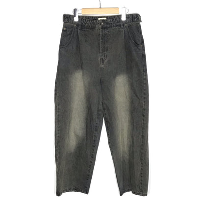 9090｜ナインティナインティ　Heisei Logo Wide Tuck Denim Pants デニムパンツ NN1809 ブラック サイズ：L【倉吉店】