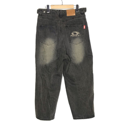 9090｜ナインティナインティ　Heisei Logo Wide Tuck Denim Pants デニムパンツ NN1809 ブラック サイズ：L【倉吉店】