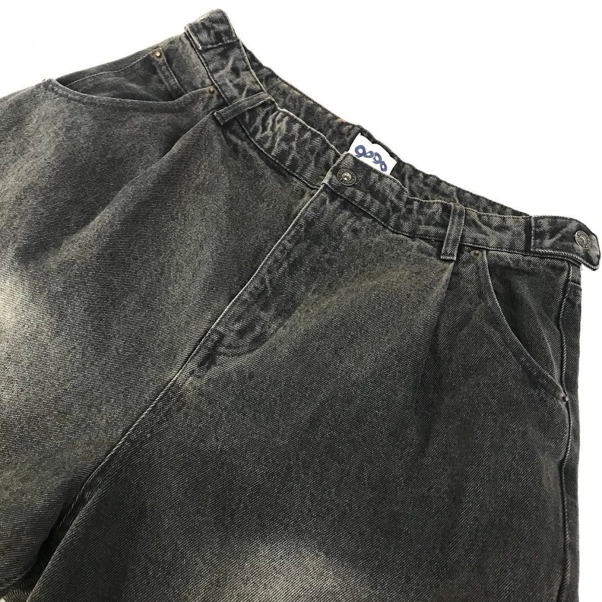 9090｜ナインティナインティ　Heisei Logo Wide Tuck Denim Pants デニムパンツ NN1809 ブラック サイズ：L【倉吉店】