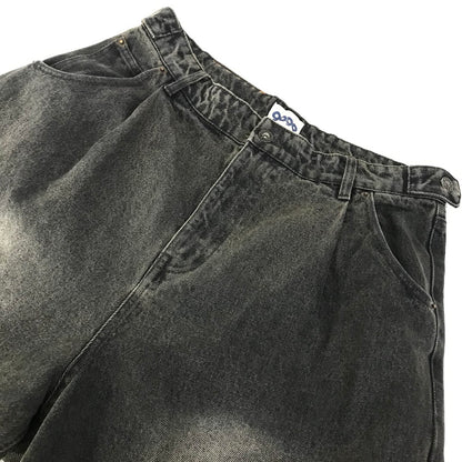 9090｜ナインティナインティ　Heisei Logo Wide Tuck Denim Pants デニムパンツ NN1809 ブラック サイズ：L【倉吉店】