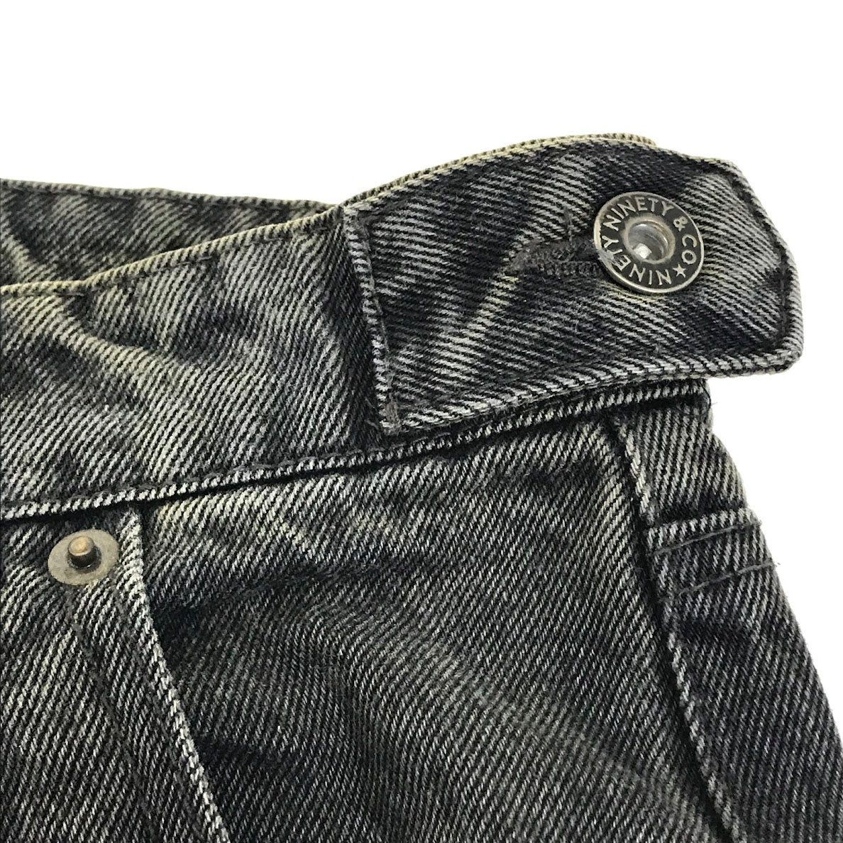 9090｜ナインティナインティ　Heisei Logo Wide Tuck Denim Pants デニムパンツ NN1809 ブラック サイズ：L【倉吉店】