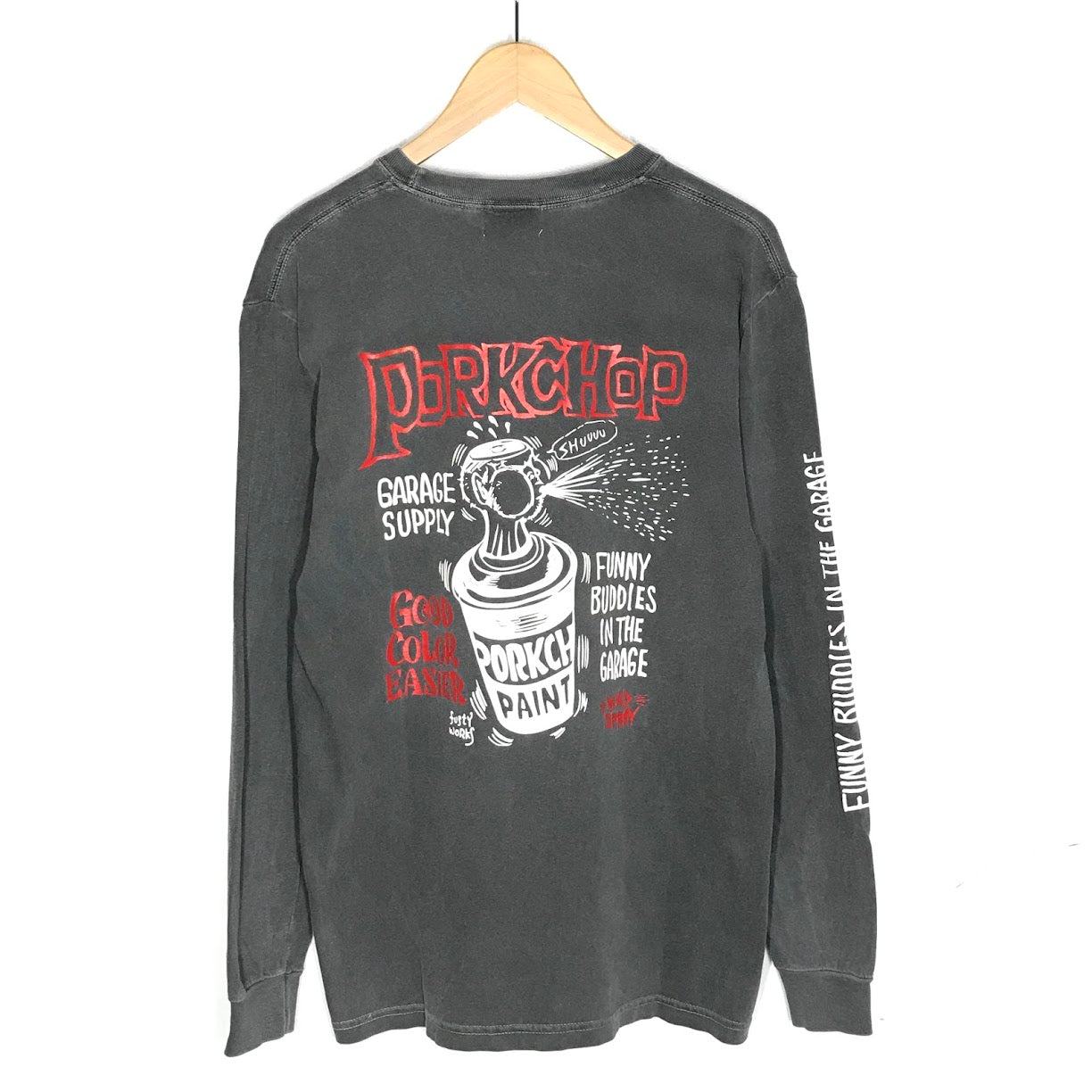 PORK CHOP | ポークチョップ 長袖Ｔシャツ グレー サイズ：M【倉吉店】【代金引換不可・日時指定不可】【ポスト投函】