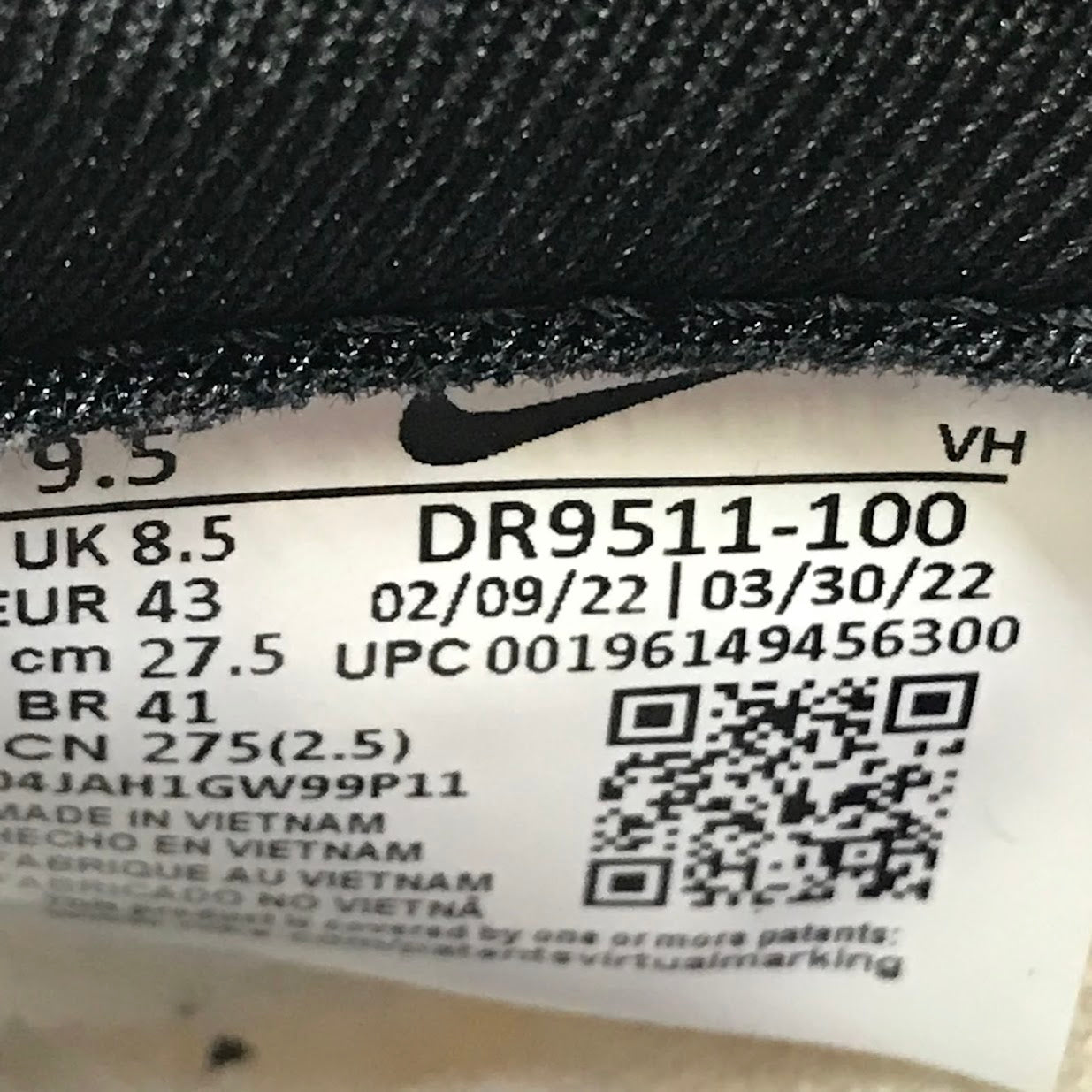 NIKE | ナイキ DUNK LOW RETRO SE 'WORLD CHAMP' スニーカー DR9511-100 ブラック 27.5cm【倉吉店】