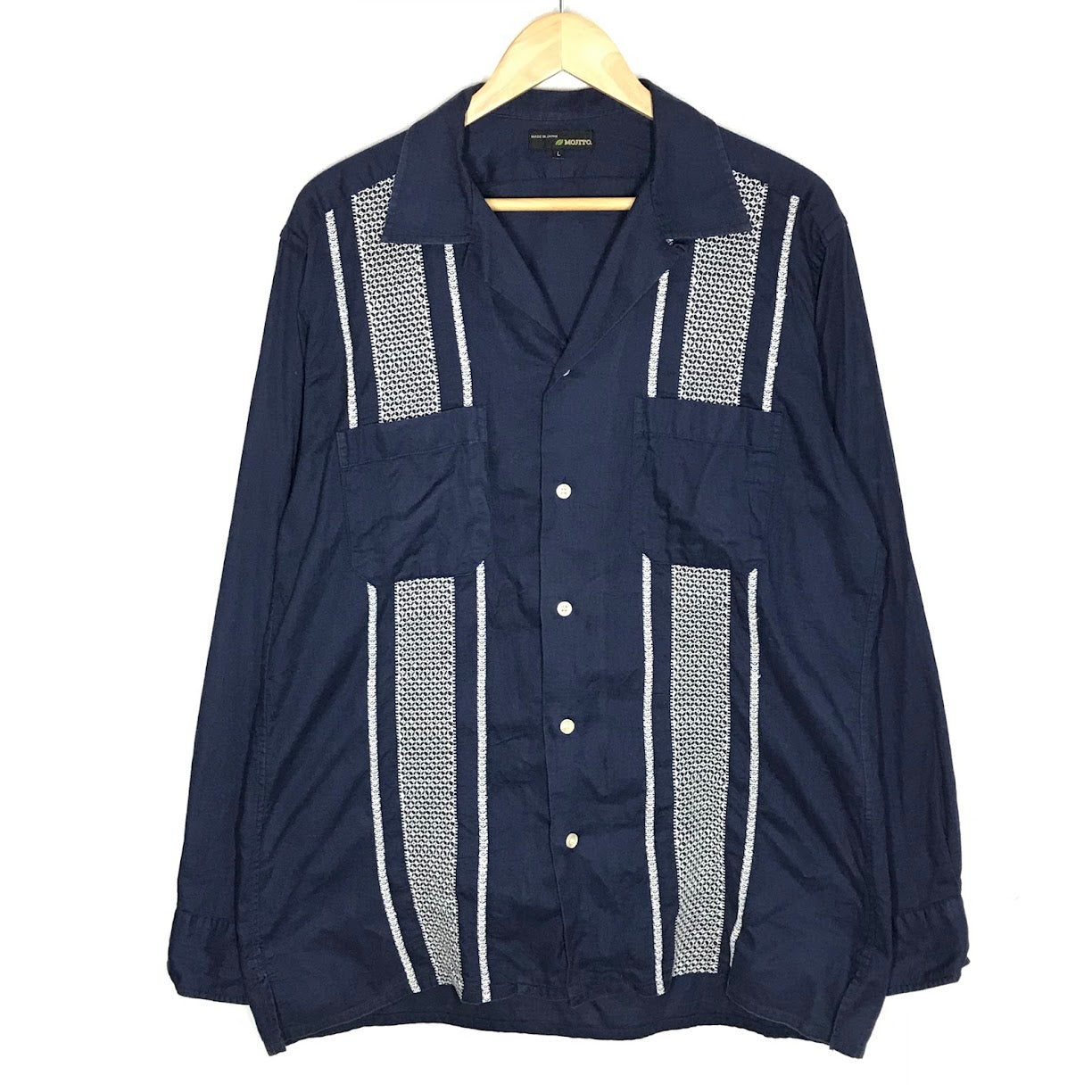 MOJITO｜モヒート ABSHINTH SHIRT Bar.2.0 長袖シャツ 2082-1105 ネイビー サイズ：L【倉吉店】