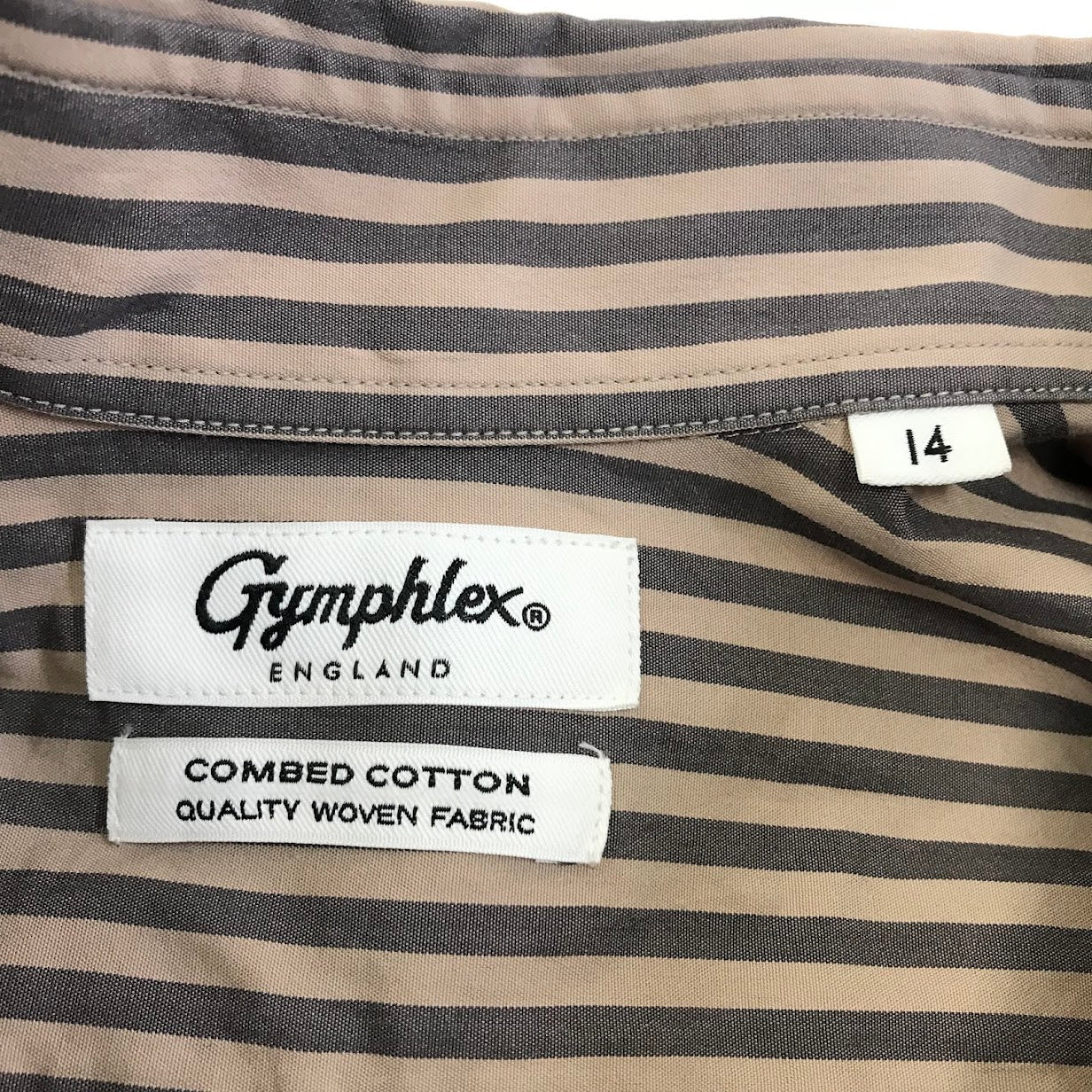 GYMPHLEX | ジムフレックス ストライプ柄 長袖シャツ J-1355 ブラウン系【倉吉店】