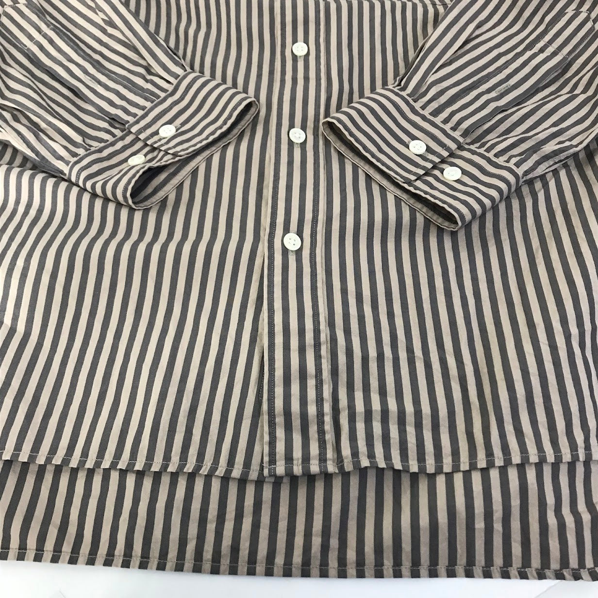 GYMPHLEX | ジムフレックス ストライプ柄 長袖シャツ J-1355 ブラウン系【倉吉店】