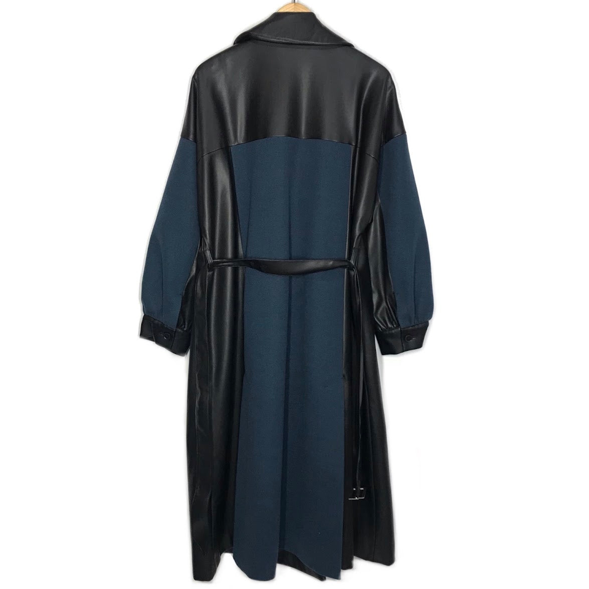 HARE | ハレ フェイクレザー切替コート トレンチコート HAL07337AD ネイビー×ブラック【倉吉店】