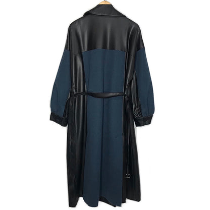 HARE | ハレ フェイクレザー切替コート トレンチコート HAL07337AD ネイビー×ブラック【倉吉店】