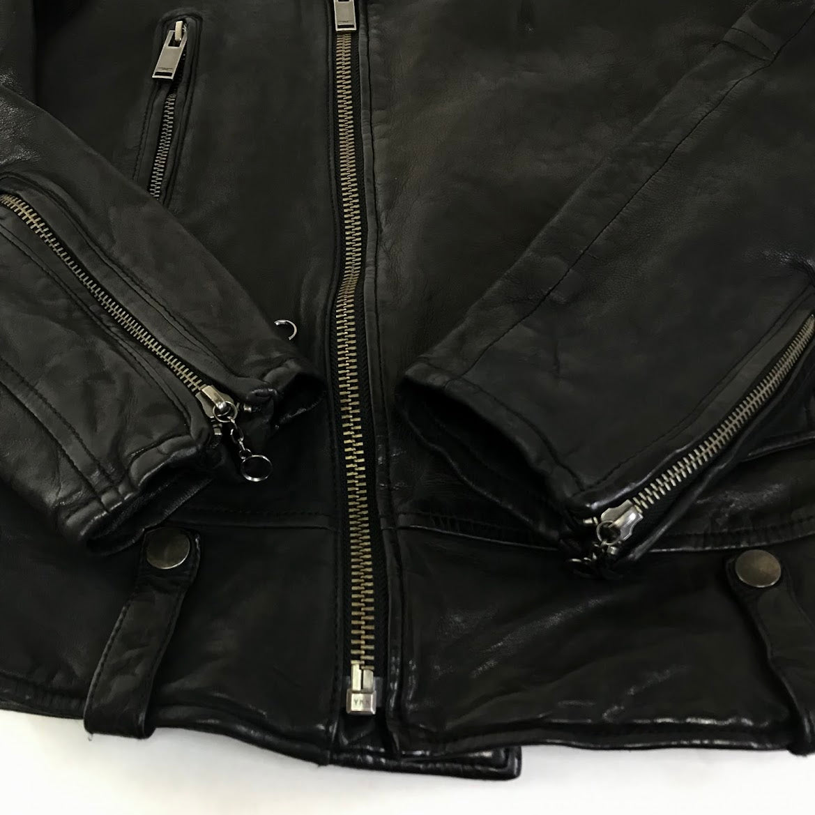 KATHARINE HAMNETT LONDON | キャサリンハムネットロンドン シープスキン レザージャケット ライダースジャケット レザー ブラック サイズ：L【倉吉店】