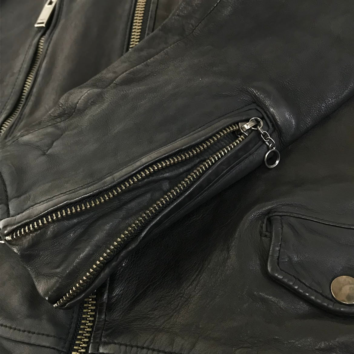 KATHARINE HAMNETT LONDON | キャサリンハムネットロンドン シープスキン レザージャケット ライダースジャケット レザー ブラック サイズ：L【倉吉店】
