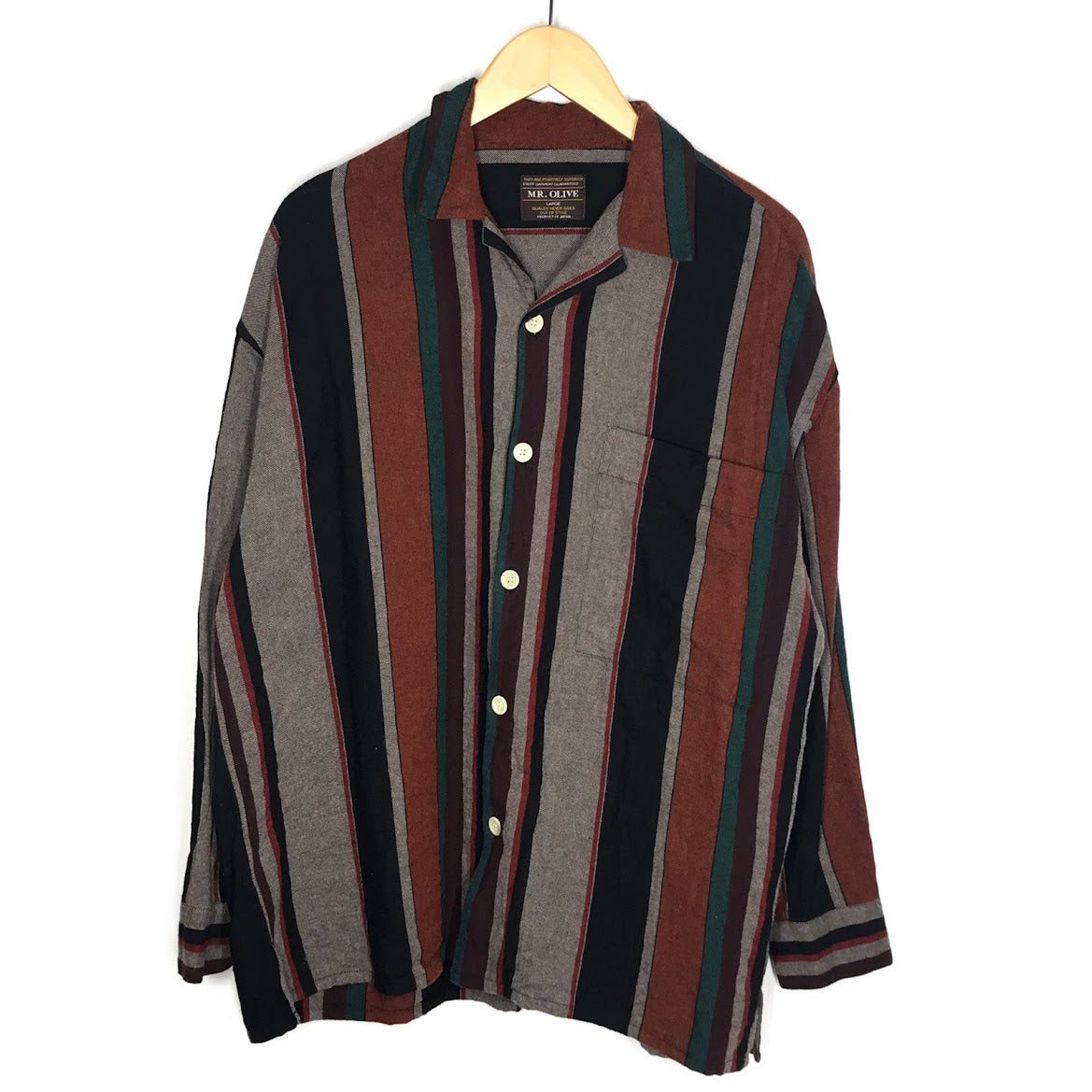 MR.OLIVE | ミスターオリーブ BIG SILHOUTTE OPEN COLAR SHIRT マルチストライプ 長袖シャツ M-20328 マルチカラー サイズ：L【倉吉店】