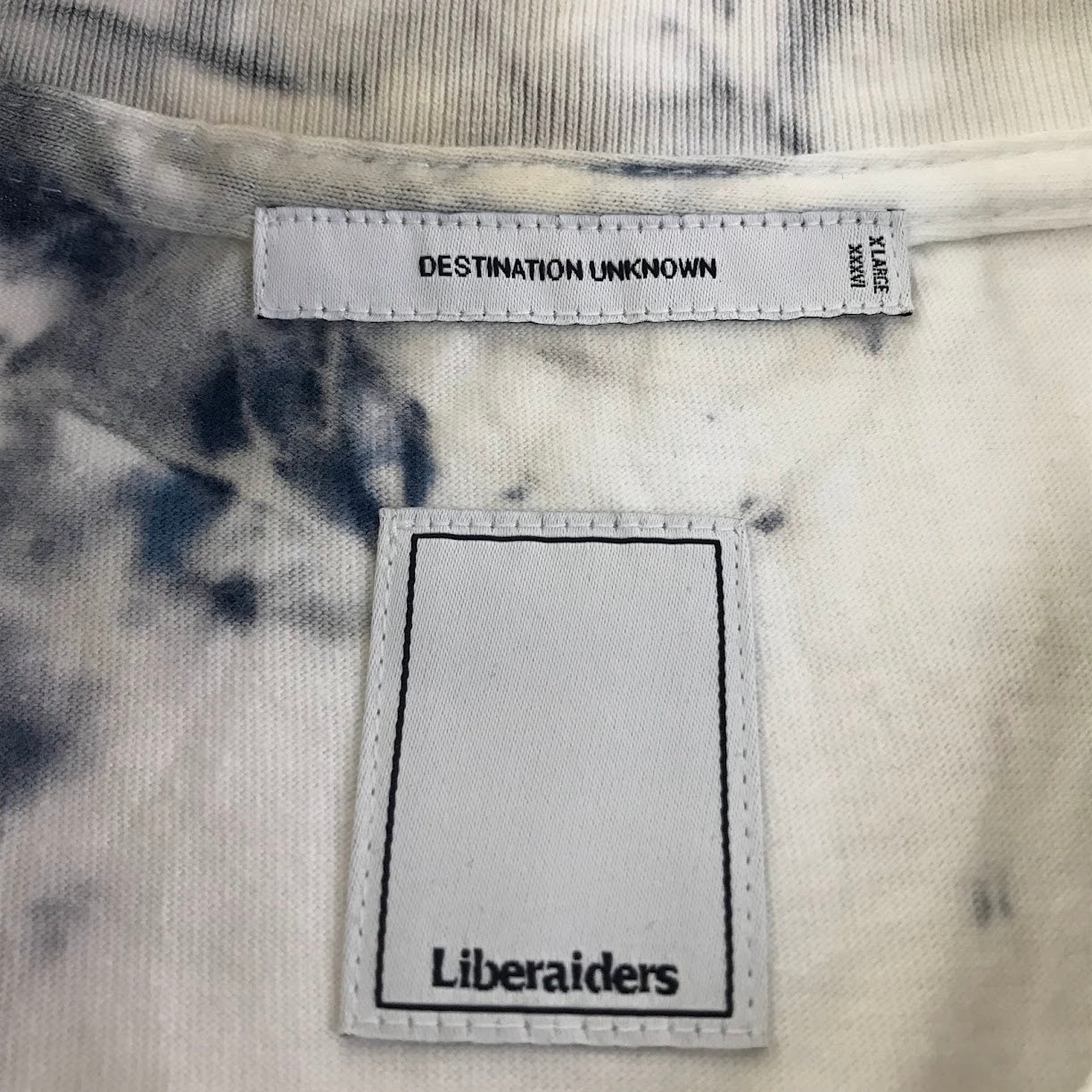 LIBERAIDERS | リベレイダース BE HERE NOW TIE-DYE TEE destination unknown タイダイ柄 半袖Ｔシャツ ホワイト×ブルー サイズ：XL【倉吉店】【代金引換不可・日時指定不可】【ポスト投函】
