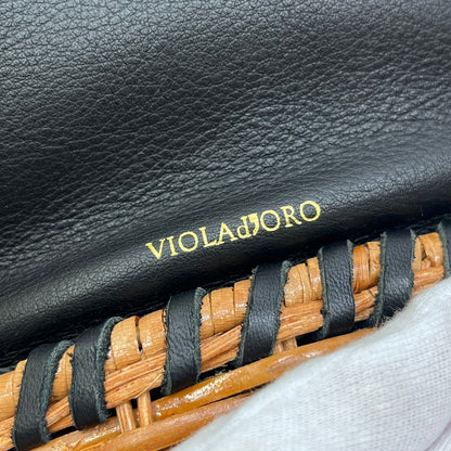 VIOLAd'ORO | ヴィオラドーロ スプリットラタン巾着 ショルダーバッグ ブラック【加古川店】