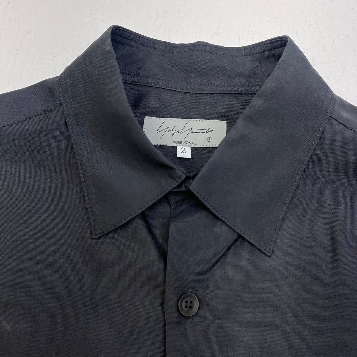 Yohji Yamamoto POUR HOMME | ヨウジヤマモトプールオム CUPRO TAFFETA 半袖シャツ HK-B10-200-1-02 ブラック サイズ：2【加古川店】