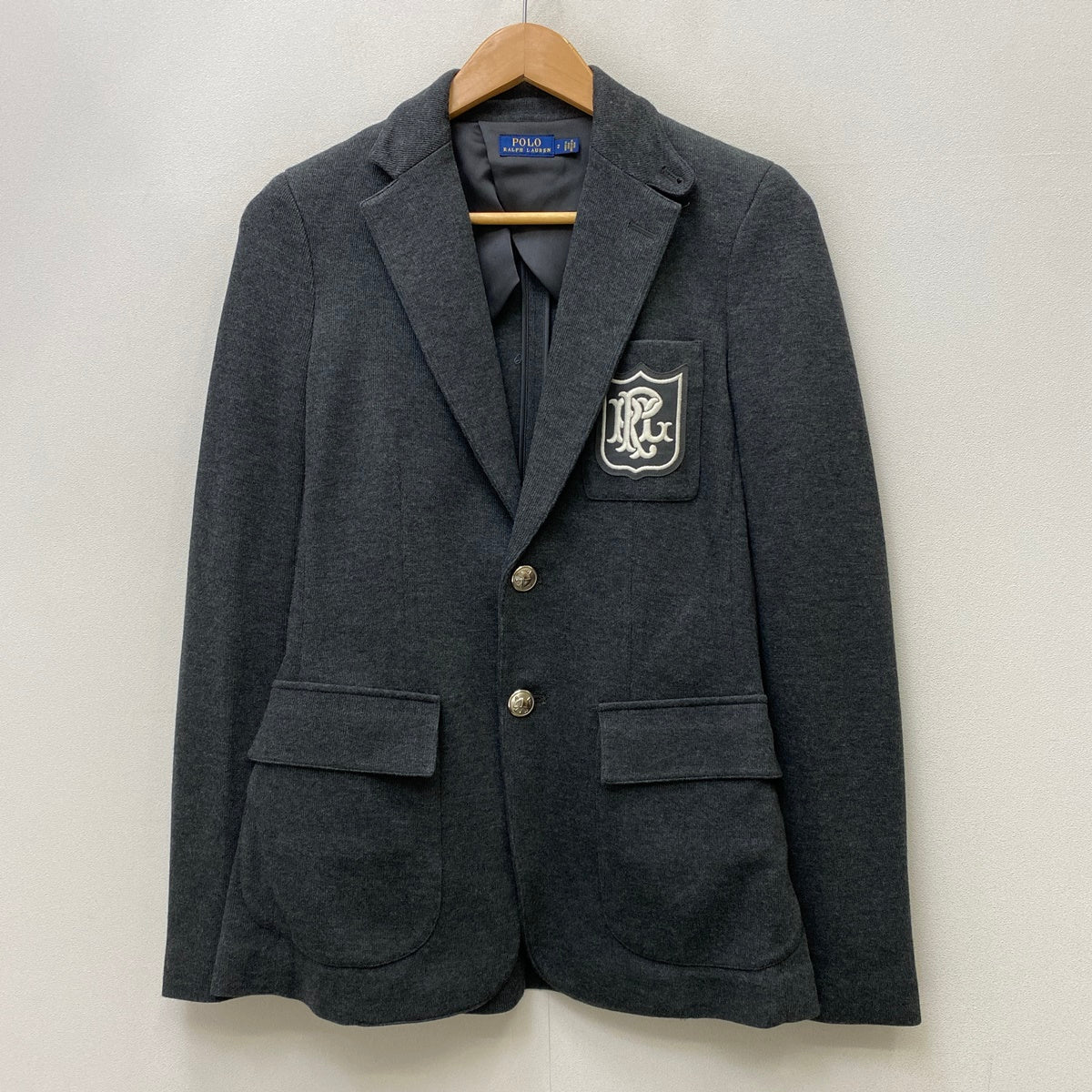 POLO RALPH LAUREN | ポロ・ラルフローレン emblem blazer jacket テーラードジャケット グレー サイズ：2【加古川店】
