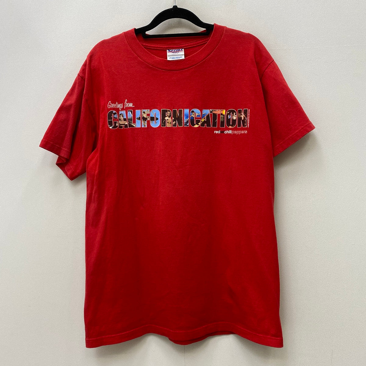 red hot chili peppers:californication 2000ｺﾋﾟｰﾗｲﾄ 半袖Ｔシャツ レッド サイズ：M【加古川店】