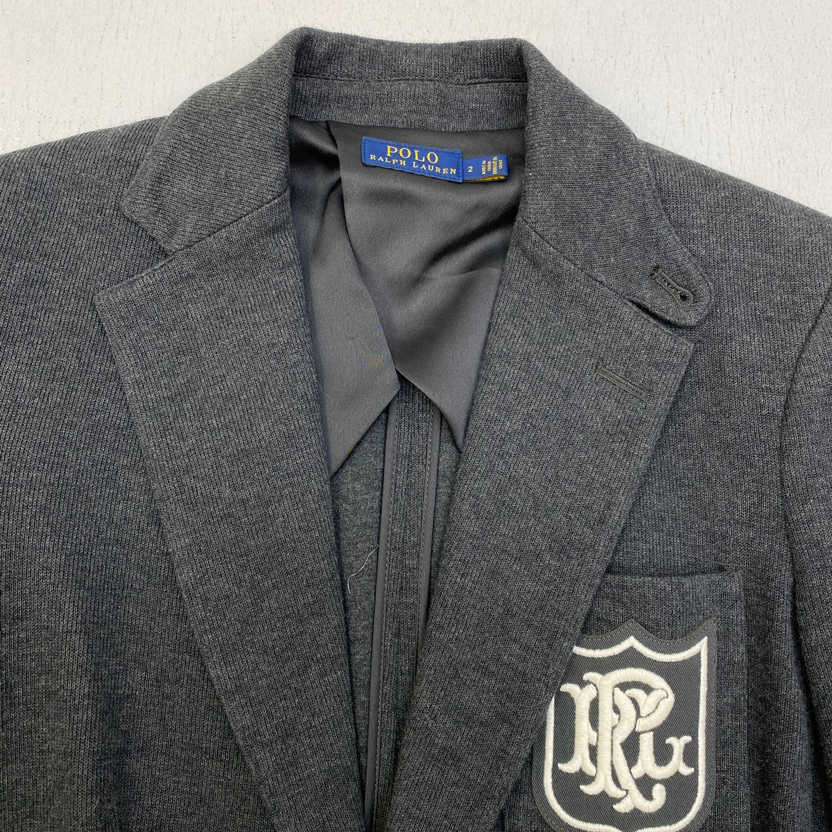 POLO RALPH LAUREN | ポロ・ラルフローレン emblem blazer jacket テーラードジャケット グレー サイズ：2【加古川店】