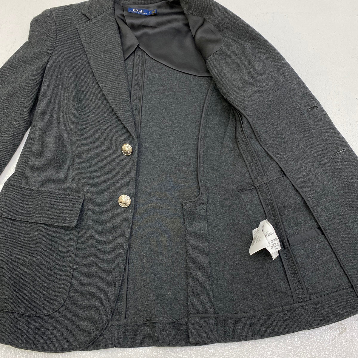 POLO RALPH LAUREN | ポロ・ラルフローレン emblem blazer jacket テーラードジャケット グレー サイズ：2【加古川店】