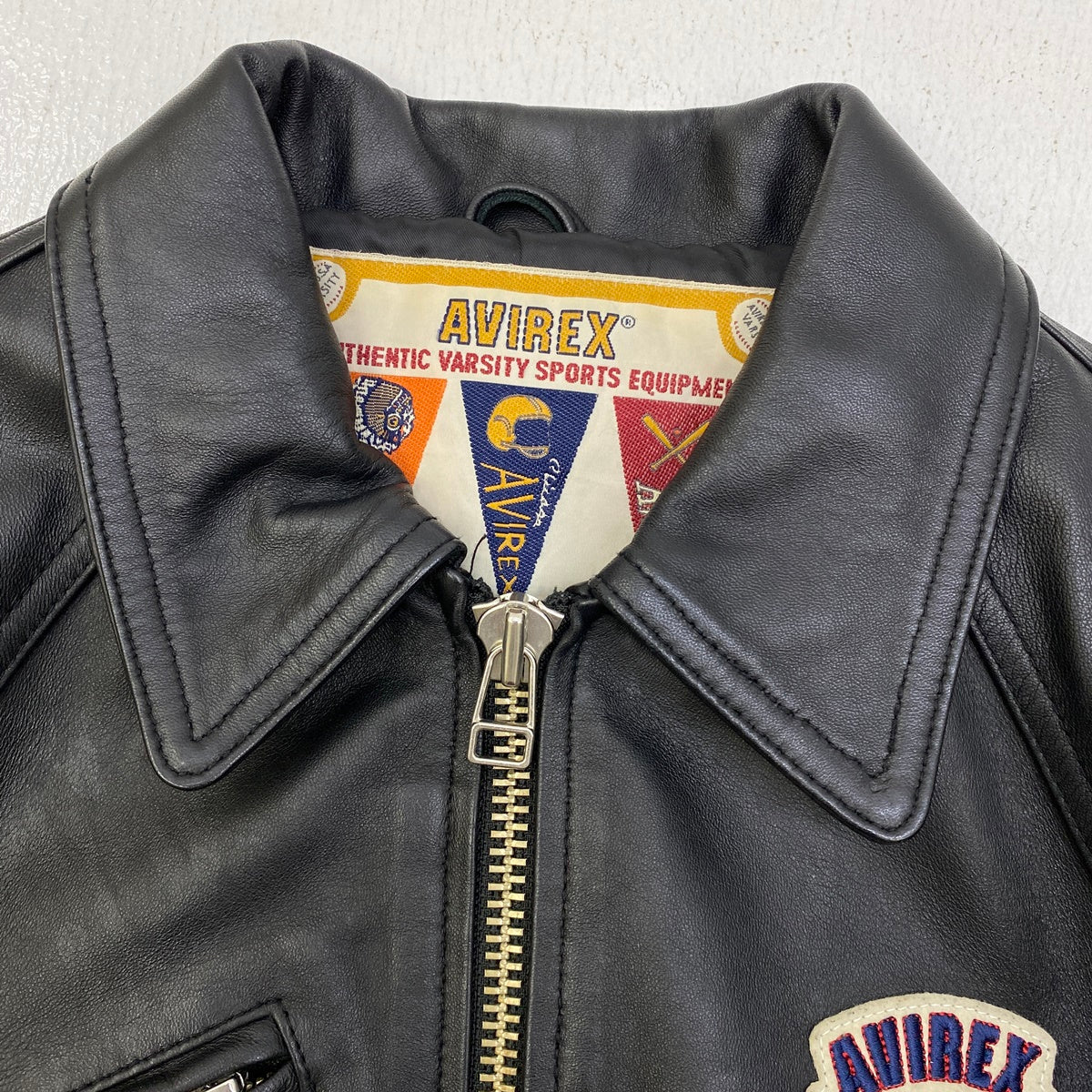 AVIREX | アヴィレックス ライトシグネチャーバーシティージャケット レザー 783-4950603 ブラック サイズ：S【加古川店】