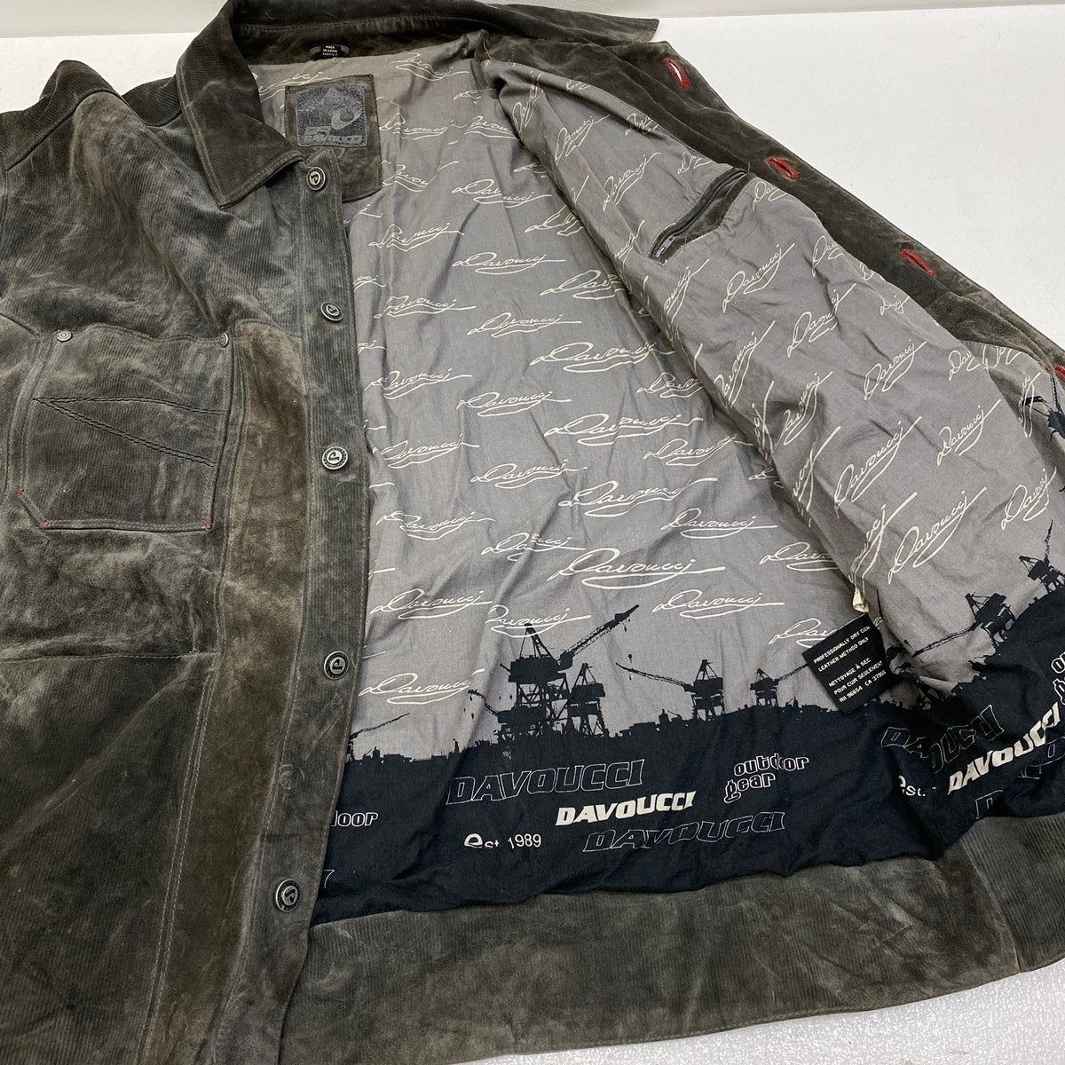 davoucci suede jacket レザー グレー サイズ：XXXXL【加古川店】