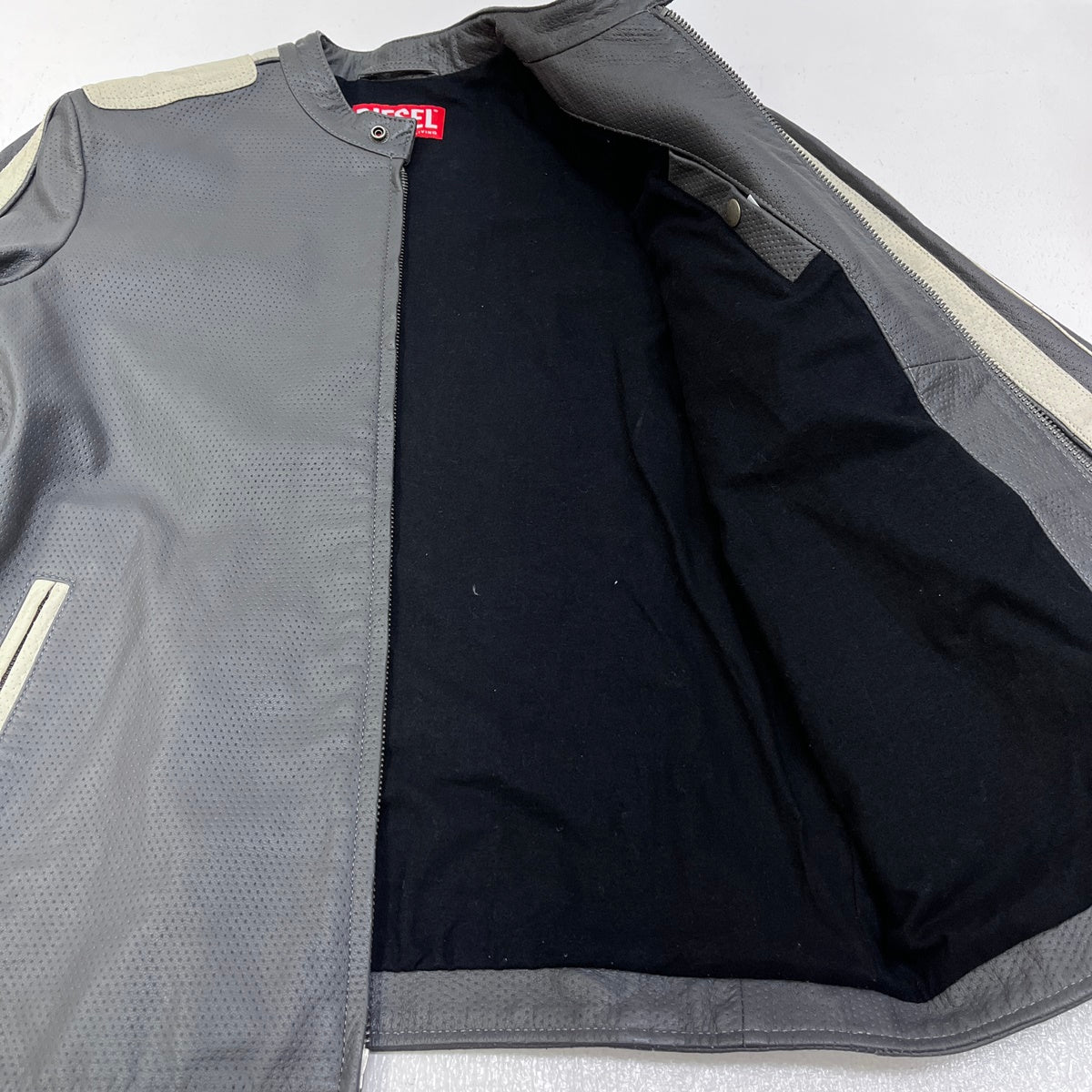 DIESEL | ディーゼル L-POP 山羊革 24AW ライダースジャケット A16681 グレー サイズ：46【加古川店】