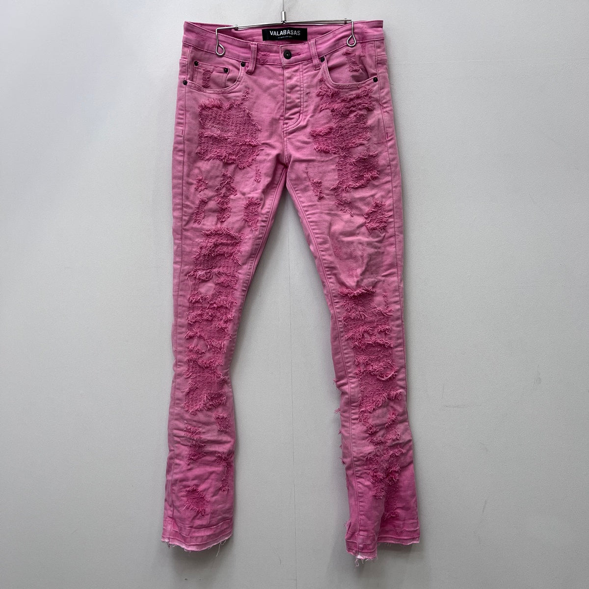 VALABASAS DAMEGE REPAIR FLARE SKINY デニムパンツ ピンク サイズ：32【加古川店】