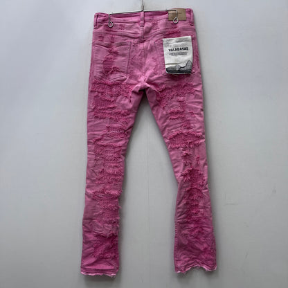 VALABASAS DAMEGE REPAIR FLARE SKINY デニムパンツ ピンク サイズ：32【加古川店】