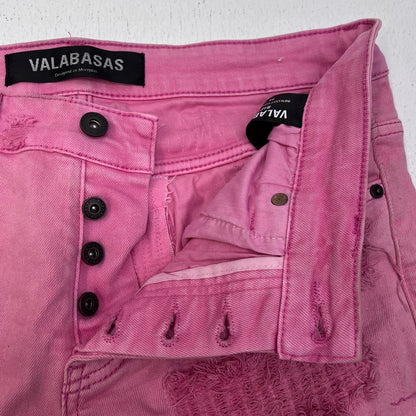VALABASAS DAMEGE REPAIR FLARE SKINY デニムパンツ ピンク サイズ：32【加古川店】