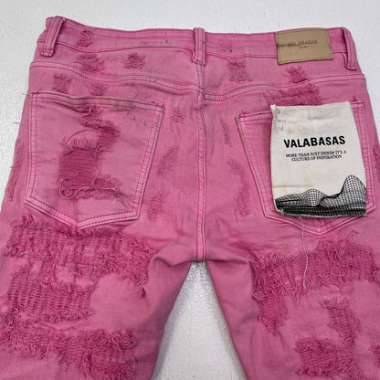 VALABASAS DAMEGE REPAIR FLARE SKINY デニムパンツ ピンク サイズ：32【加古川店】