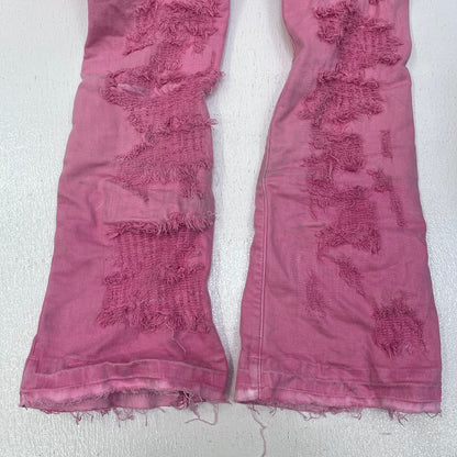 VALABASAS DAMEGE REPAIR FLARE SKINY デニムパンツ ピンク サイズ：32【加古川店】