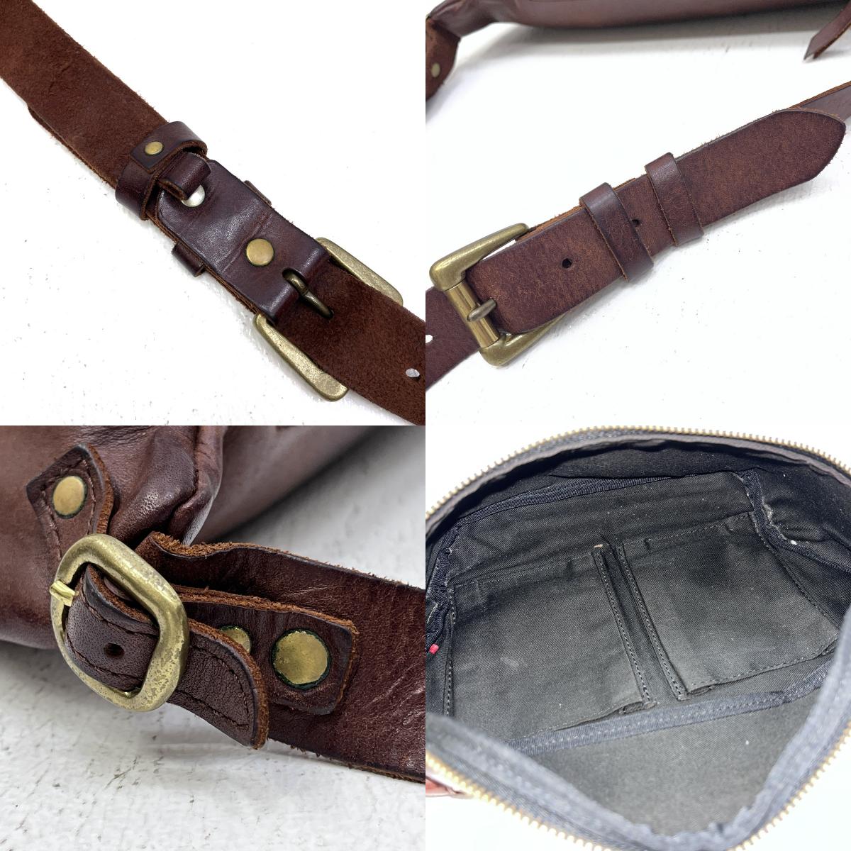 ryu | リューリュウ PLAIN SLING SHOULDER ボディバッグ ブラウン【加古川店】